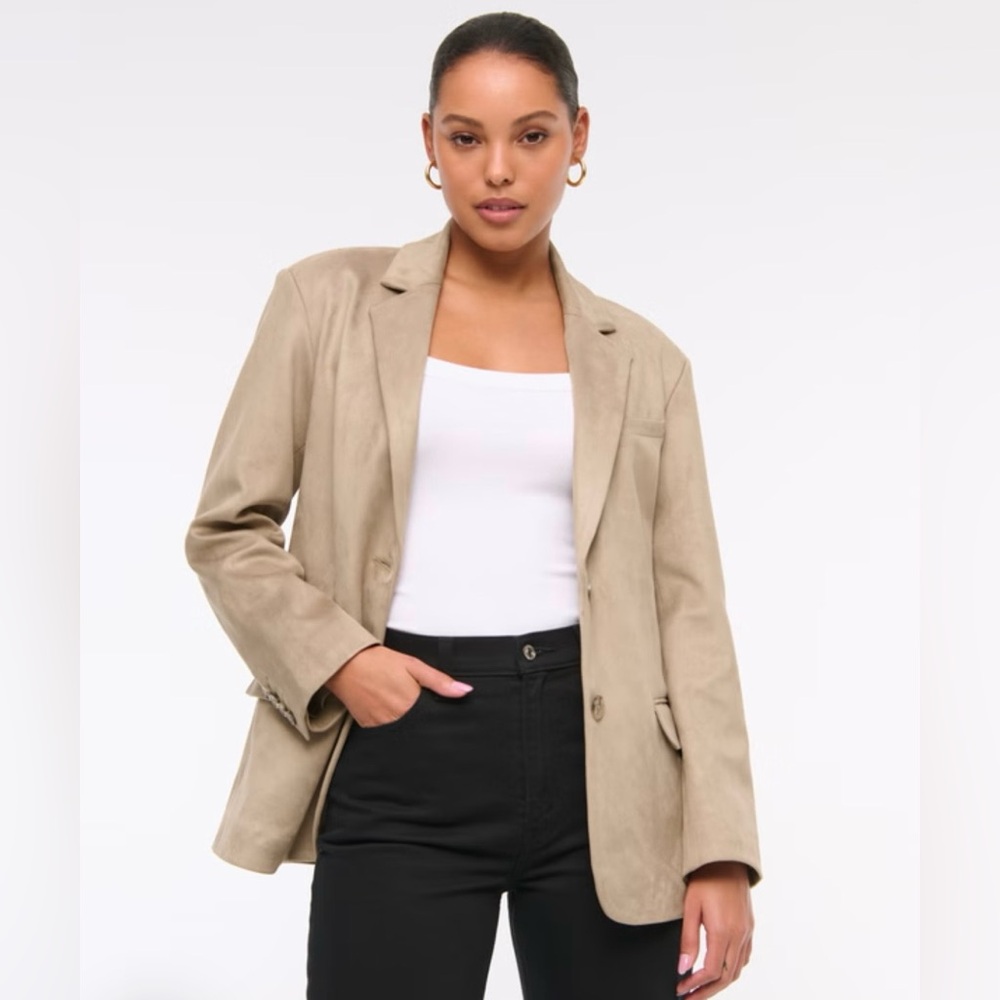 Abercrombie & Fitch Vegan Suede Slouchy Blazer, Size Small